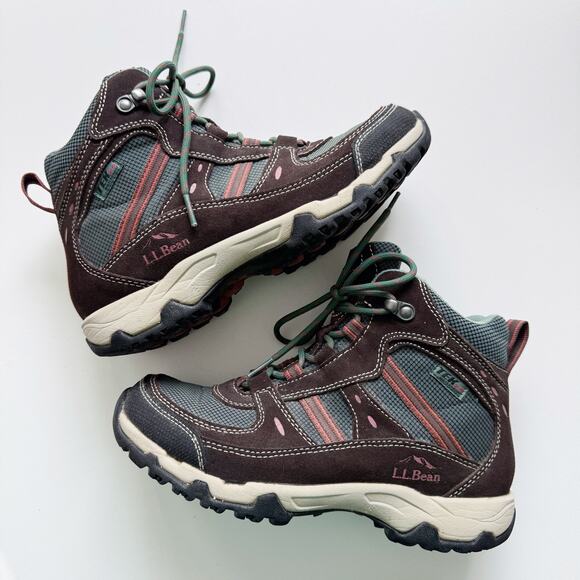L.L. Bean Women's Trail Model 4 Hiking Boots in Coffee Bean/Camp Green Size 7 - Picture 2 of 6